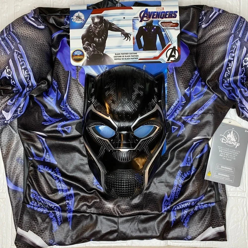 New Disney Marvel Avengers Black Panther Light-Up Costume for Kids 11-12